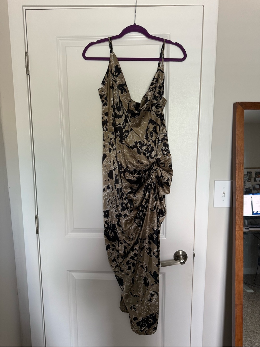 SHEIN Gold and Black Draped Slip Dress